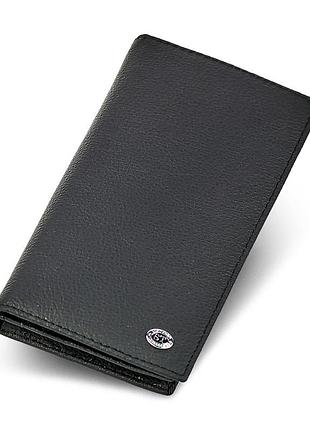 Черный мужской купюрник на магнитах из натуральной кожи st leather st152