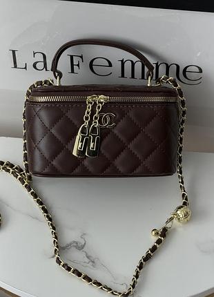 Сумка жіноча клатч chanel classic lambskin шоколадний шанель бочечка