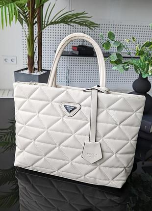 Сумка женская prada молочный шопер сумочка прада нейлоновая