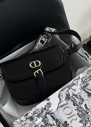 Жіноча сумка christian dior bobby крос-боді на широкому плечі чорний класичний крістіан діор