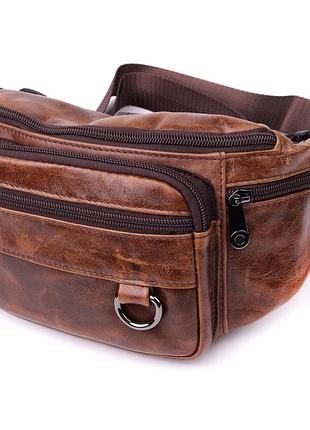 Бананка для мужчин в винтажном стиле из натуральной кожи vintage sale_15106 коричневый