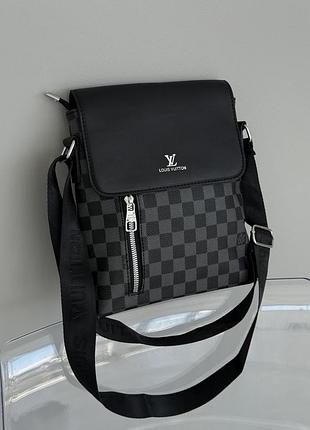 Мужская сумка мессенджер louis vuitton через плечо черный шахматный луи виттон