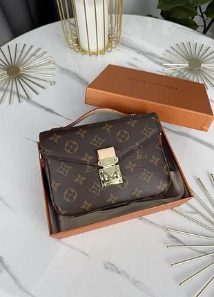 Сумка луї вітон коричневий зі світло-бежевим міні louis vuitton pochette metis
