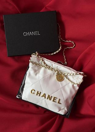 Сумка женская клатч через плечо chanel 22 mini handbag шанель белый 22 мини
