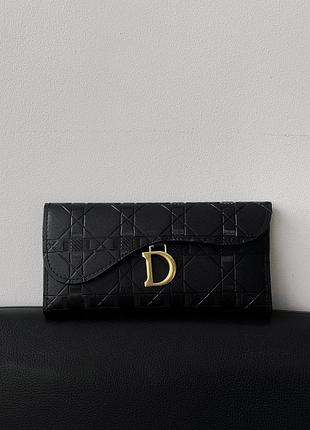 Жіночий гаманець christian dior чорний із буквою подвійний діор