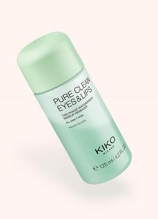 Двухфазная жидкость для снятия макияжа с глаз и губ kiko milano pure clean eyes & lips 125 мл