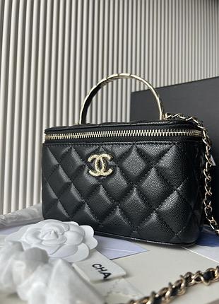 Vanity bag with mirror black