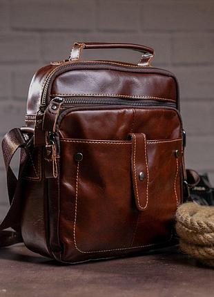 Сумка мужская гладкая vintage 14700 коричневая