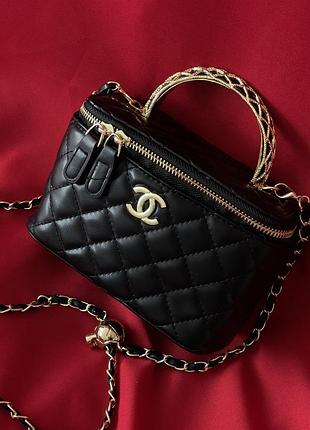Сумка женская клатч chanel классическая lambskin черный шанель