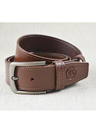 Чоловічий шкіряний ремінь gs 40 мм коньчний з декоративною строчкою