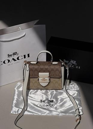Сумка жіноча coach morgan top handle satchel premium через плечі білий коуч