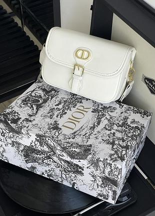 Жіноча сумка christian dior bobby крос-боді на широкому плечі білий класичний крістіан діор