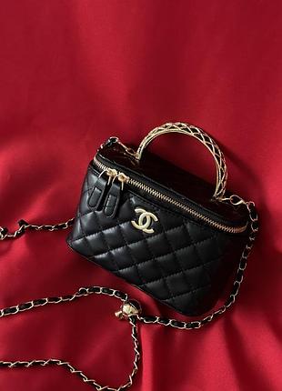 Сумка женская клатч chanel классическая lambskin черный шанель