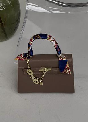 Женская сумка kelly medium size с платком мокко келли средняя сумочка келли