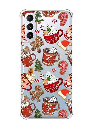 Чехол с утолщёнными углами на samsung galaxy s21 (g991) рождество (принт 428)