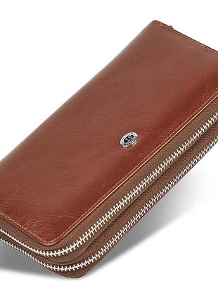 Черный мужской клатч из натуральной кожи на две молнии st leather b139-3 коричневый