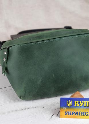 Жіноча шкіряна сумка на пояс бананка gs зелена