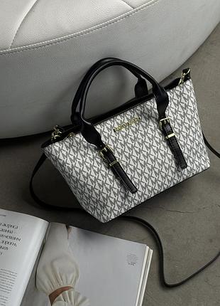 Сумка жіноча michael kors moore small tote bag білий майкл корс крос боді