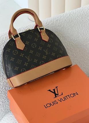 Жіноча сумка louis vuitton alma bb коричневий + бежевий через плечі луї віттон альма