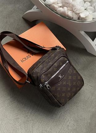 Чоловіча сумка месенджер louis vuitton через плече коричневий луї віттон