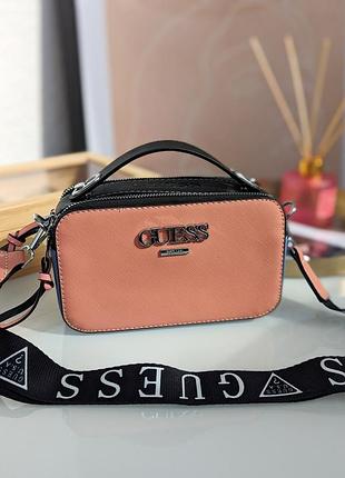 Сумка женская розово-синий guess гесс кросс-боди