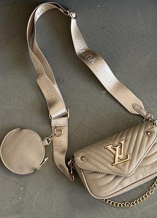 Сумка жіноча louis vuitton wave multi pochette mini бежевий клатч через плече луї віттон