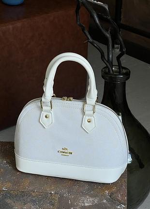 Жіноча сумка coach mini sierra satchel білий через плечі коуч