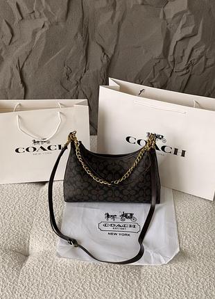 Сумка женская coach juliet shoulder bag 25 premium через плече шоколадный коуч