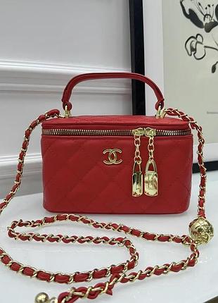 Сумка жіноча клатч chanel classic black lambskin червоний шанель