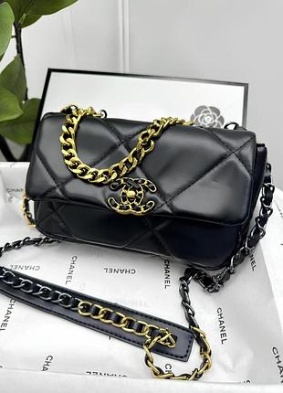 Сумка женская клатч chanel 19 flap bag черный шанель