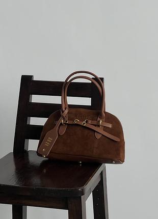 Сумка женская miu miu aventure nappa suede карамельный замш через плечо миу миу