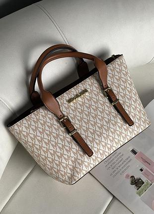 Сумка жіноча michael kors moore small tote bag молочний майкл корс крос боді