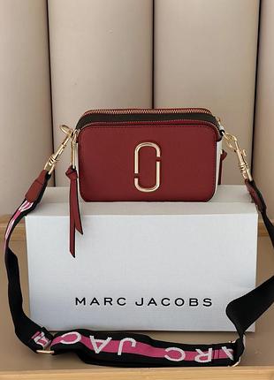 Сумка жіноча marc jacobs the snapshot червоний на широкому ремені крос-боді марк аланс