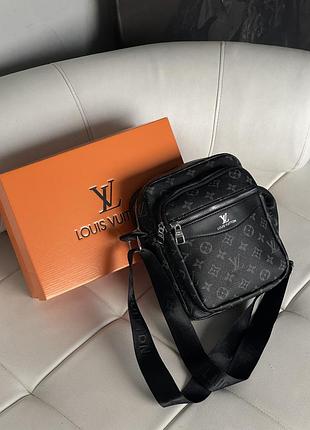 Чоловіча сумка месенджер louis vuitton через плече чорний луї віттон