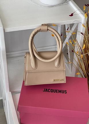 Сумка женская jacquemus le chiquito noeud бежевый клатч жакмюс premium
