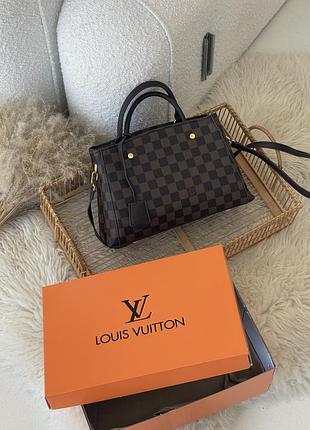 Сумка louis vuitton montaigne handbag in monogram коричневий шаховий крос боді луї віттон