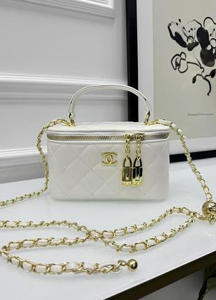 Сумка женская клатч chanel classic lambskin белый шанель