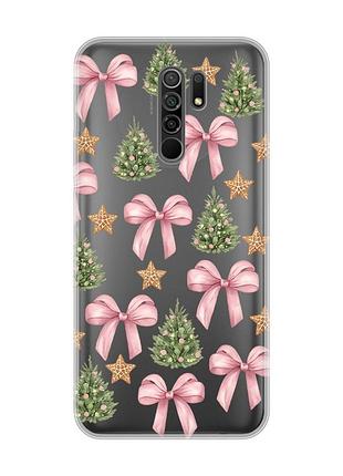 Прозорий чохол на xiaomi redmi 9 різдвяний фон (принт 427)