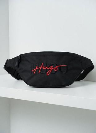 Сумка hugo через плече, бананка хуго босс через плече чорна