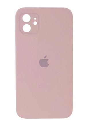 Чохол силіконовий silicone case square для iphone 11 захист камери рожевий пісок