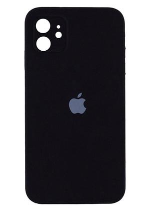 Чехол силиконовый silicone case square для iphone 11 защита камеры черный