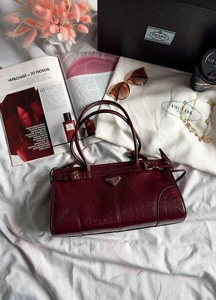 Prada medium leather handbag burgundy