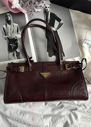 Prada medium leather handbag chocolate