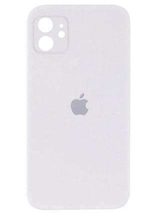 Чехол силиконовый silicone case square для iphone 11 защита камеры белый