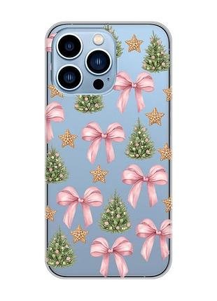 Прозрачный чехол на apple iphone 13 pro max рождественский фон (принт 427)