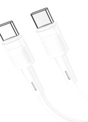 Кабель hoco type-c to type-c 60w 1м белый pvc для быстрой зарядки и передачи данных