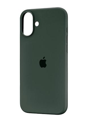 Чехол силиконовый full cover для iphone 16 plus защита камеры зеленый