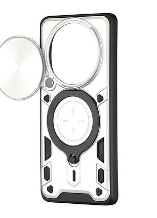 Чехол full protection js magnetic поликарбонатный для xiaomi redmi note 14 pro 4g серебряный с подставкой и кольцом silver