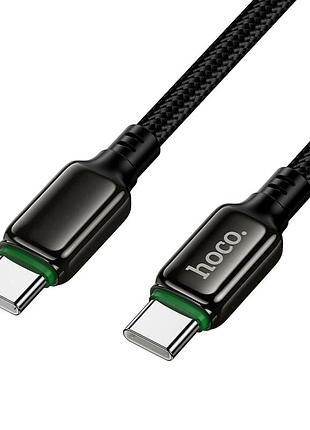 Кабель hoco type-c to type-c 60 w 1 м чорний плетений обплетення для заряджання та передавання даних