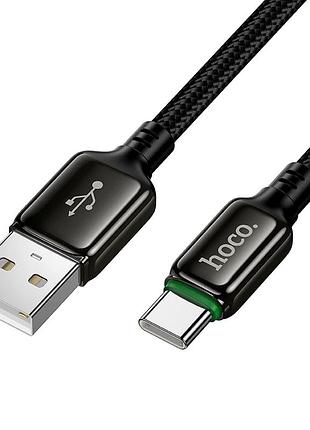 Кабель hoco type-c 1м 12w usb-a плетеный черный для зарядки и передачи данных